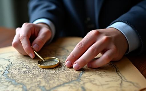 Legal expert reviewing detailed historical maps